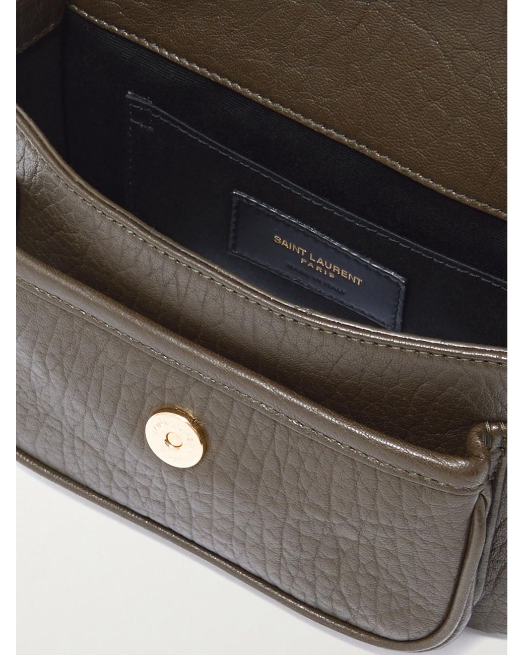 Saint Laurent Brown Niki Mini Crinkled-Leather Shoulder Bag
