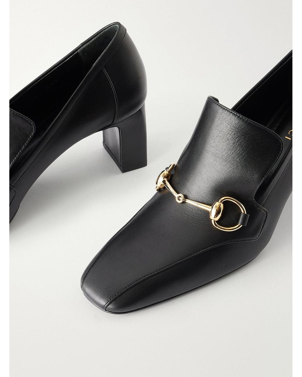 Gucci Black Galleria 60 Horsebit-Detailed Leather Pumps
