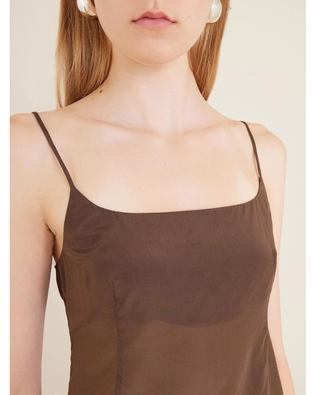 St. Agni Brown Stretch Satin Cami
