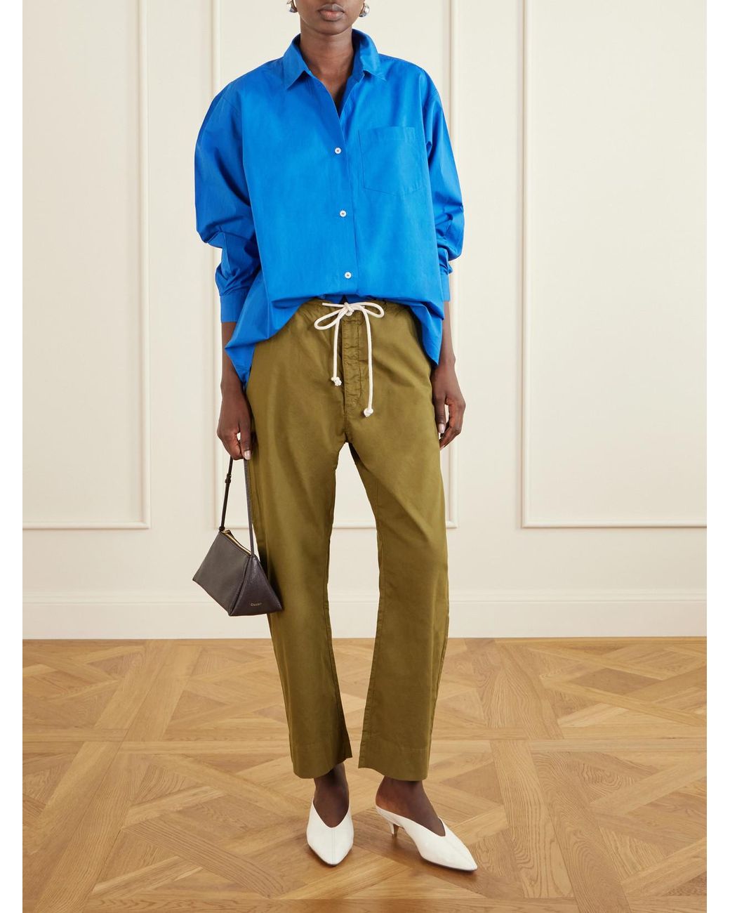 Jamie Haller Green The Rope Tie Cotton Wide-Leg Pants