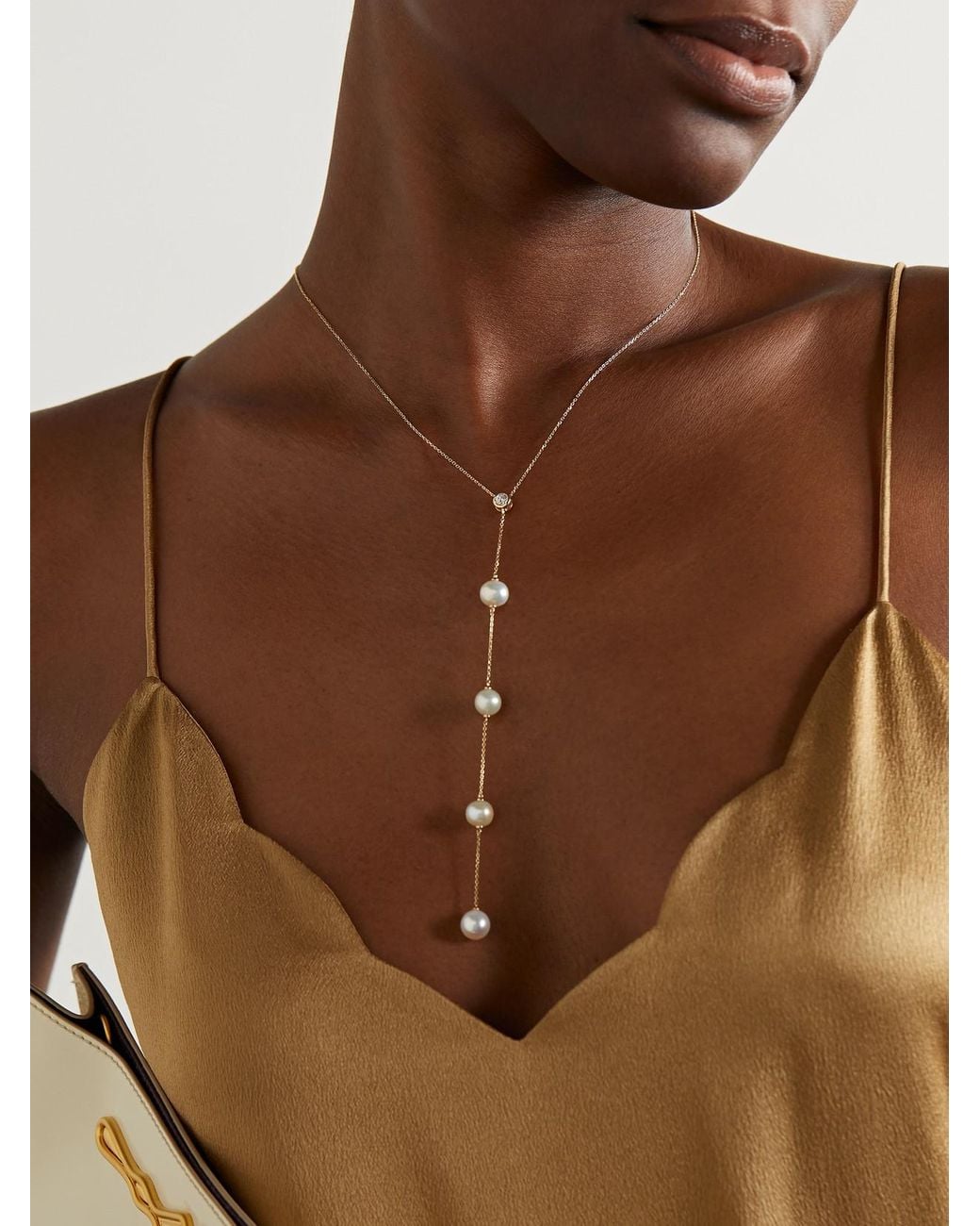 Mateo Natural Drizzle 14-Karat, Diamond And Pearl Necklace