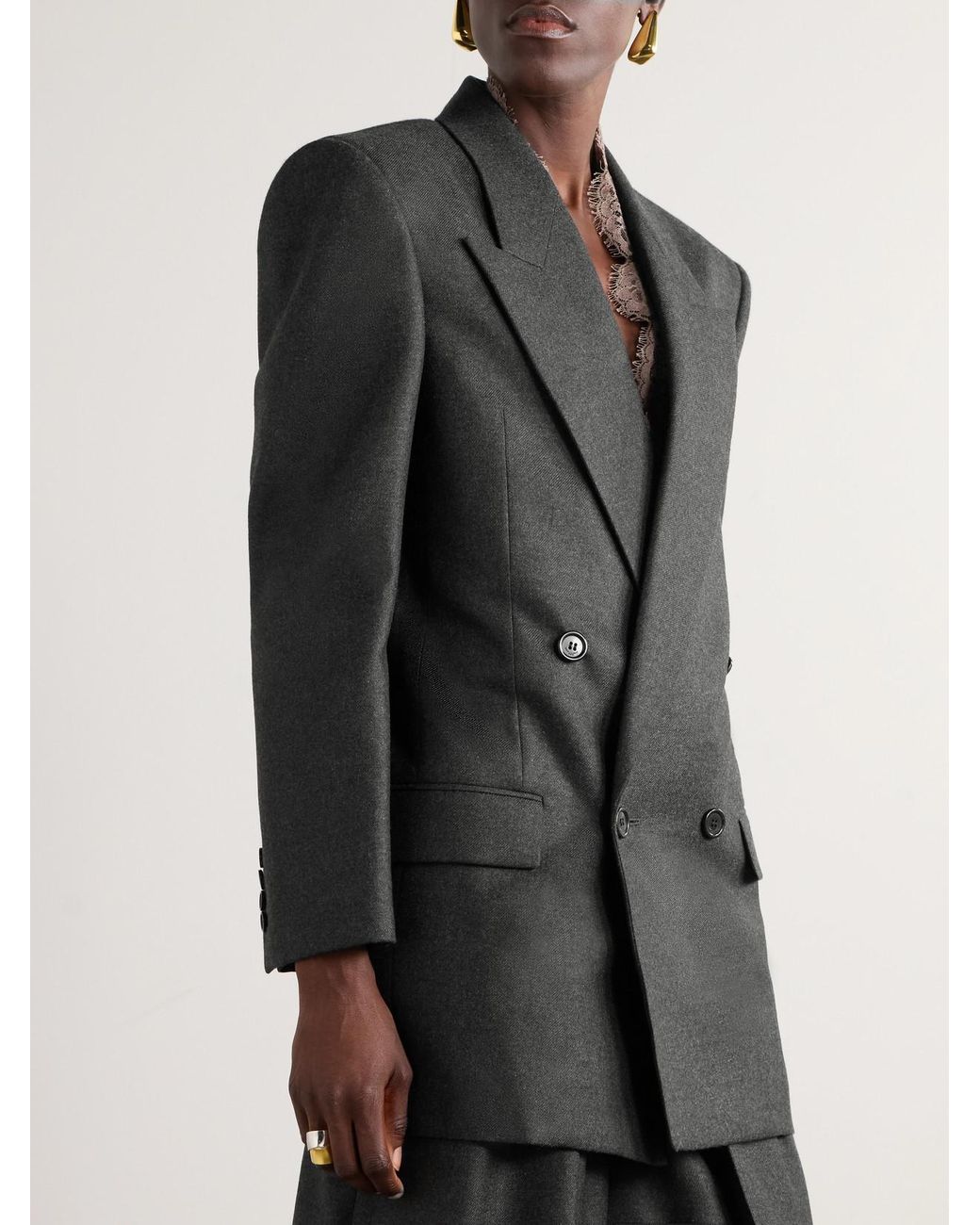 Saint Laurent Black Double-Breasted Cashmere-Twill Blazer