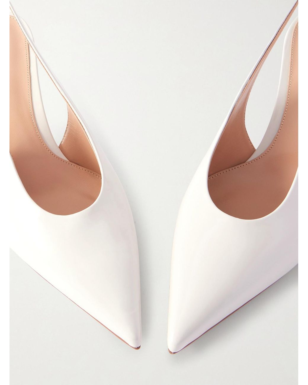 Gianvito Rossi White Robbie 55 Polished-Leather Slingback Pumps