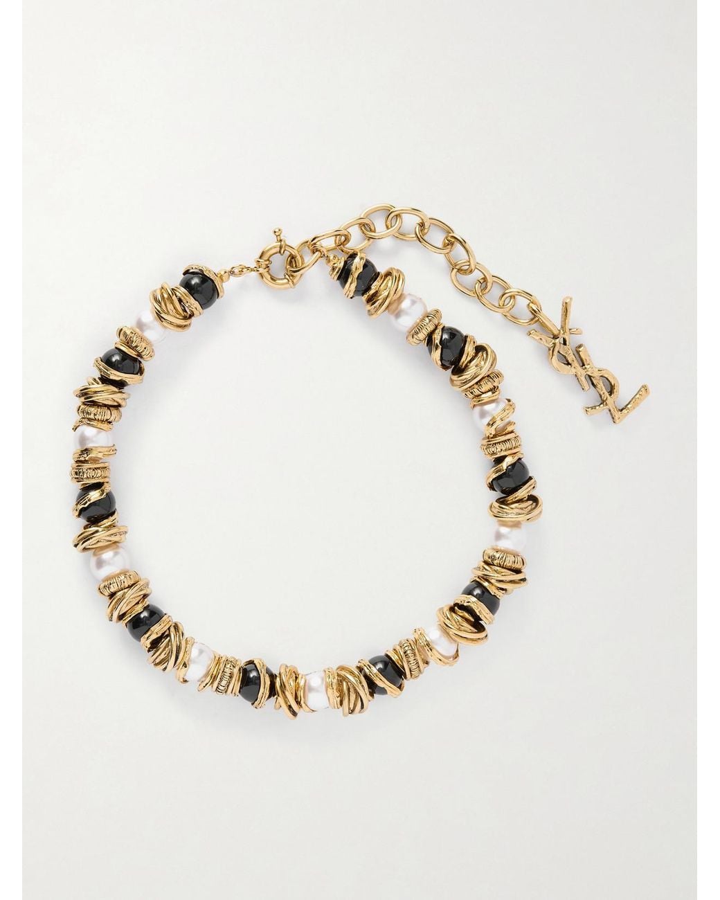 Saint Laurent Natural Tone Pearl-Like Necklace