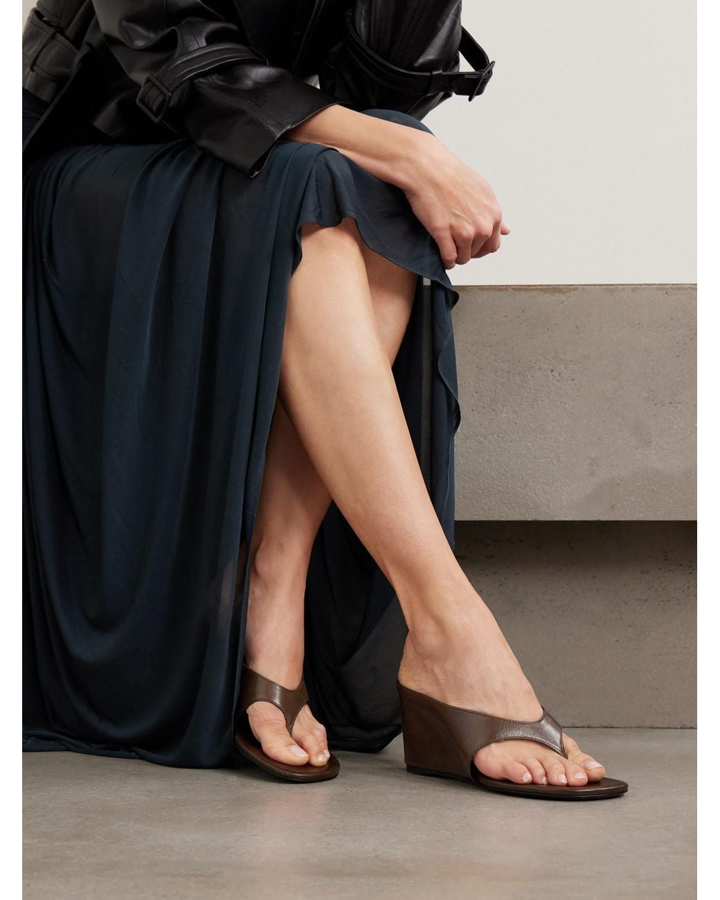 Jude Brown Yaga Leather Wedge Sandals
