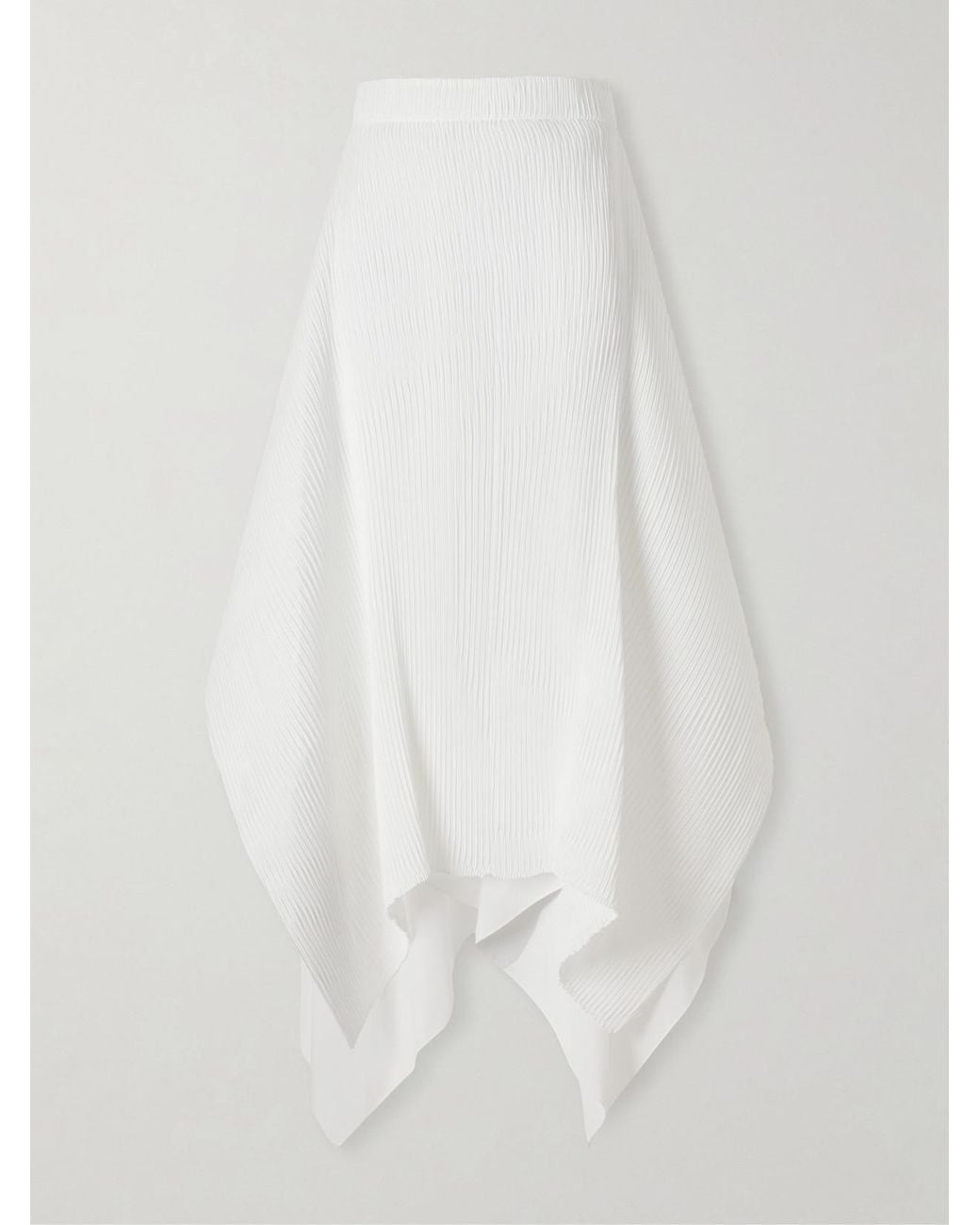 J.W. Anderson White Asymmetric Plissè-Crepe Midi Skirt
