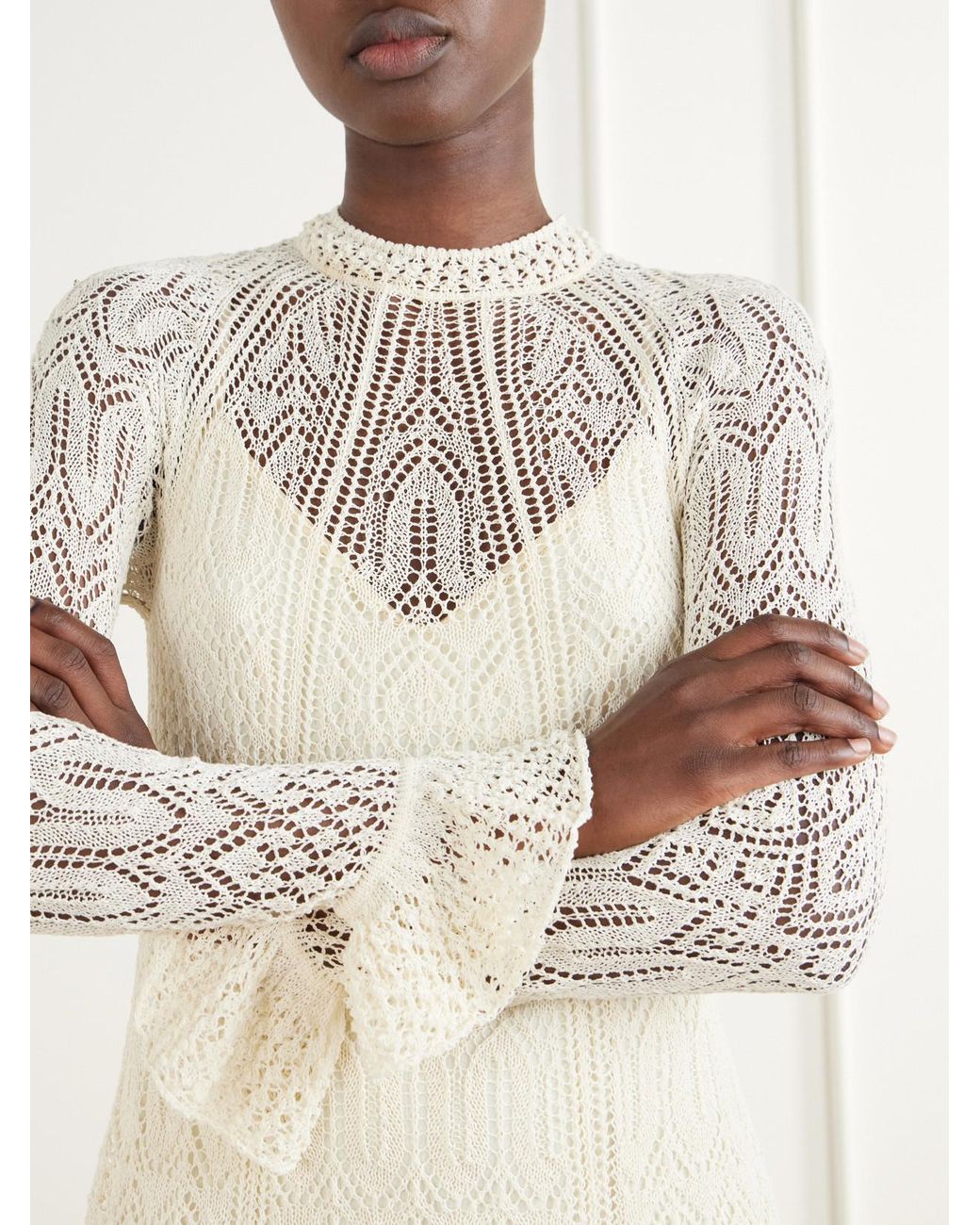 Zimmermann Natural Fairlight Pointelle-Knit Midi Dress