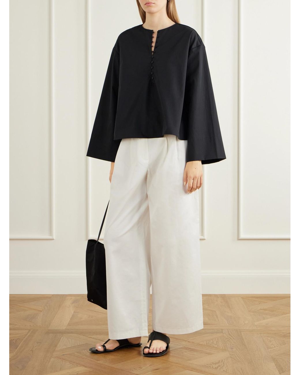 Kallmeyer Blue Marguerite Cotton-Poplin Blouse