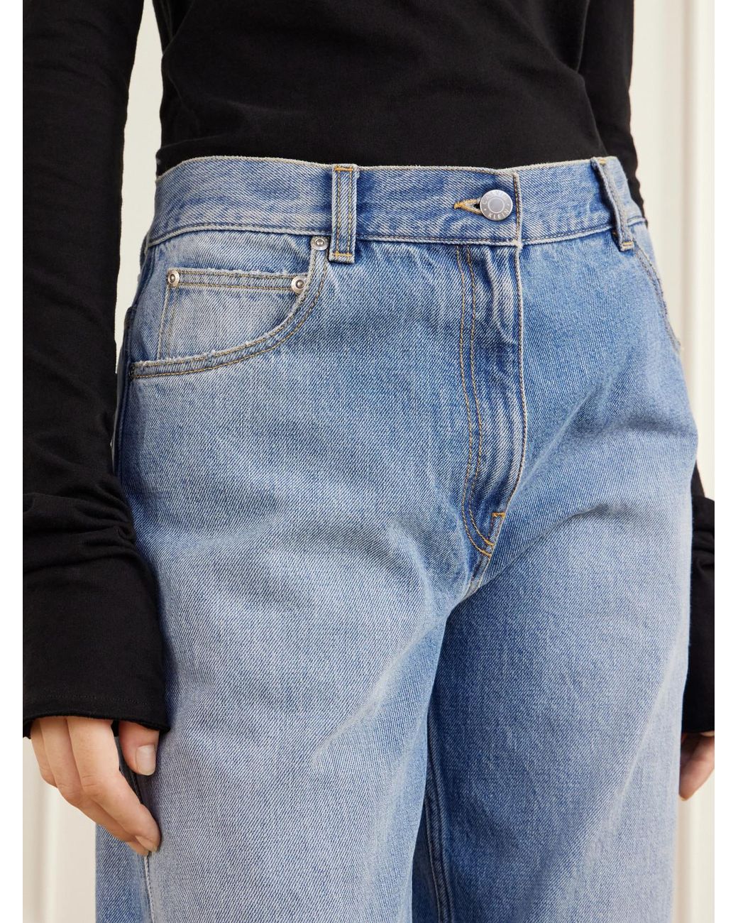 Calvin Klein Blue Mid-Rise Wide-Leg Jeans