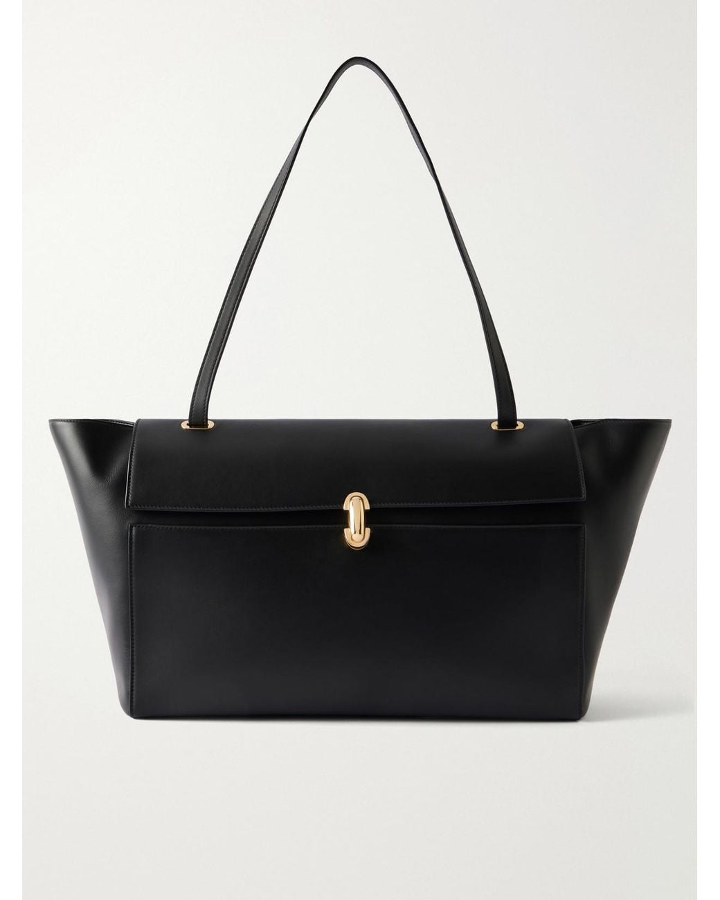 SAVETTE Black Trapeze Large Leather Shoulder Bag