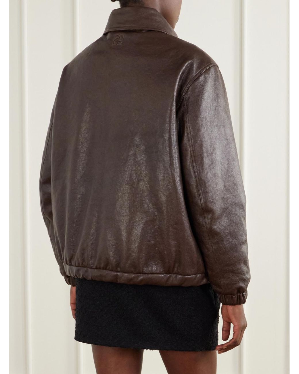 Magda Butrym Brown Leather Blouson Jacket