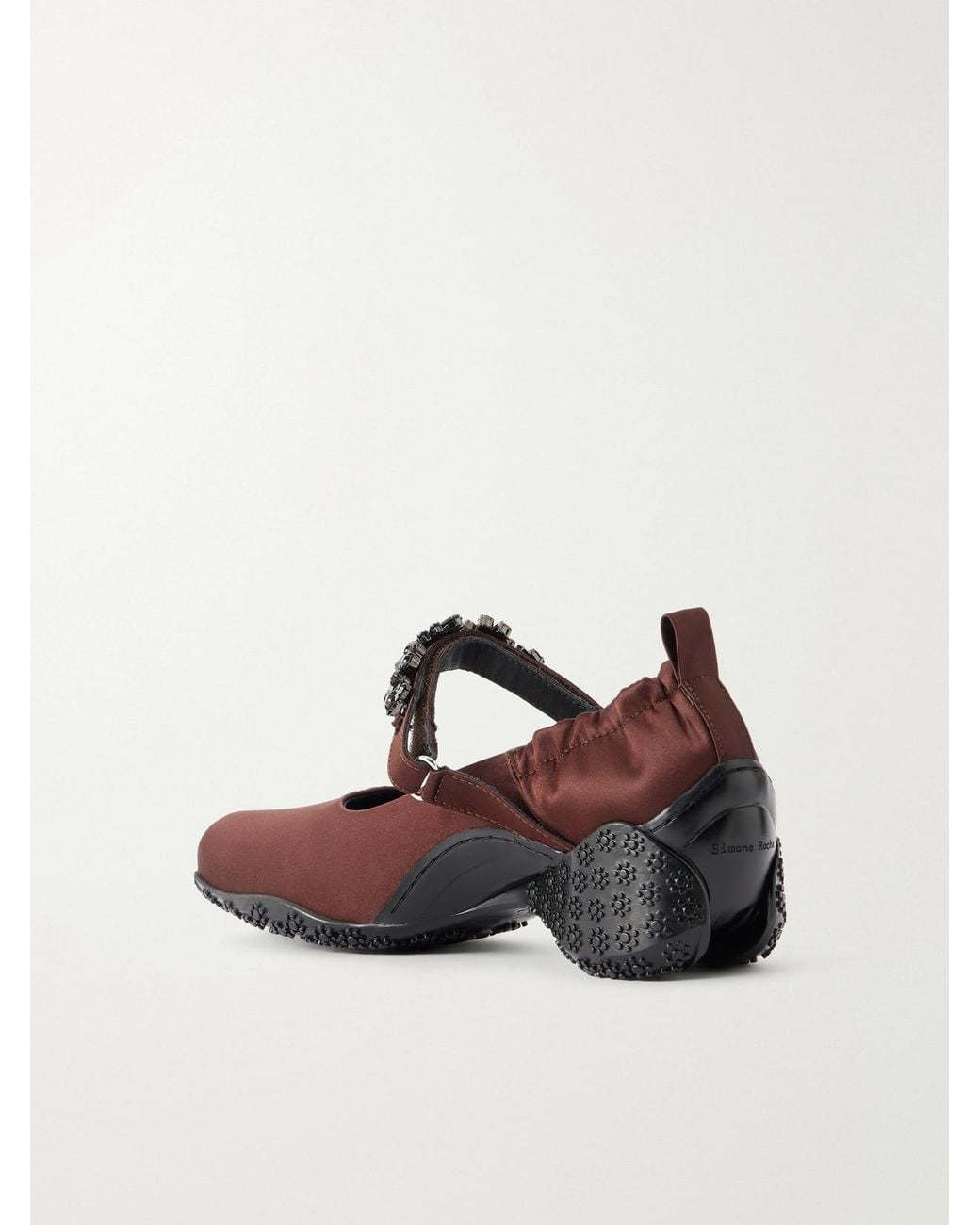 Simone Rocha Brown Ballet Runner Crystal-Embellished Satin Pumps