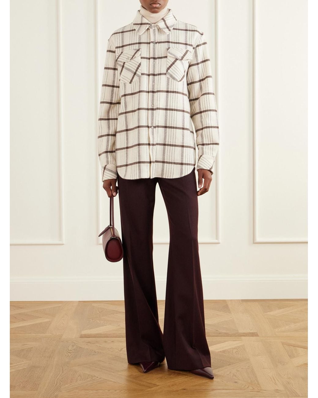 God's True Cashmere Natural Checked Cashmere Shirt