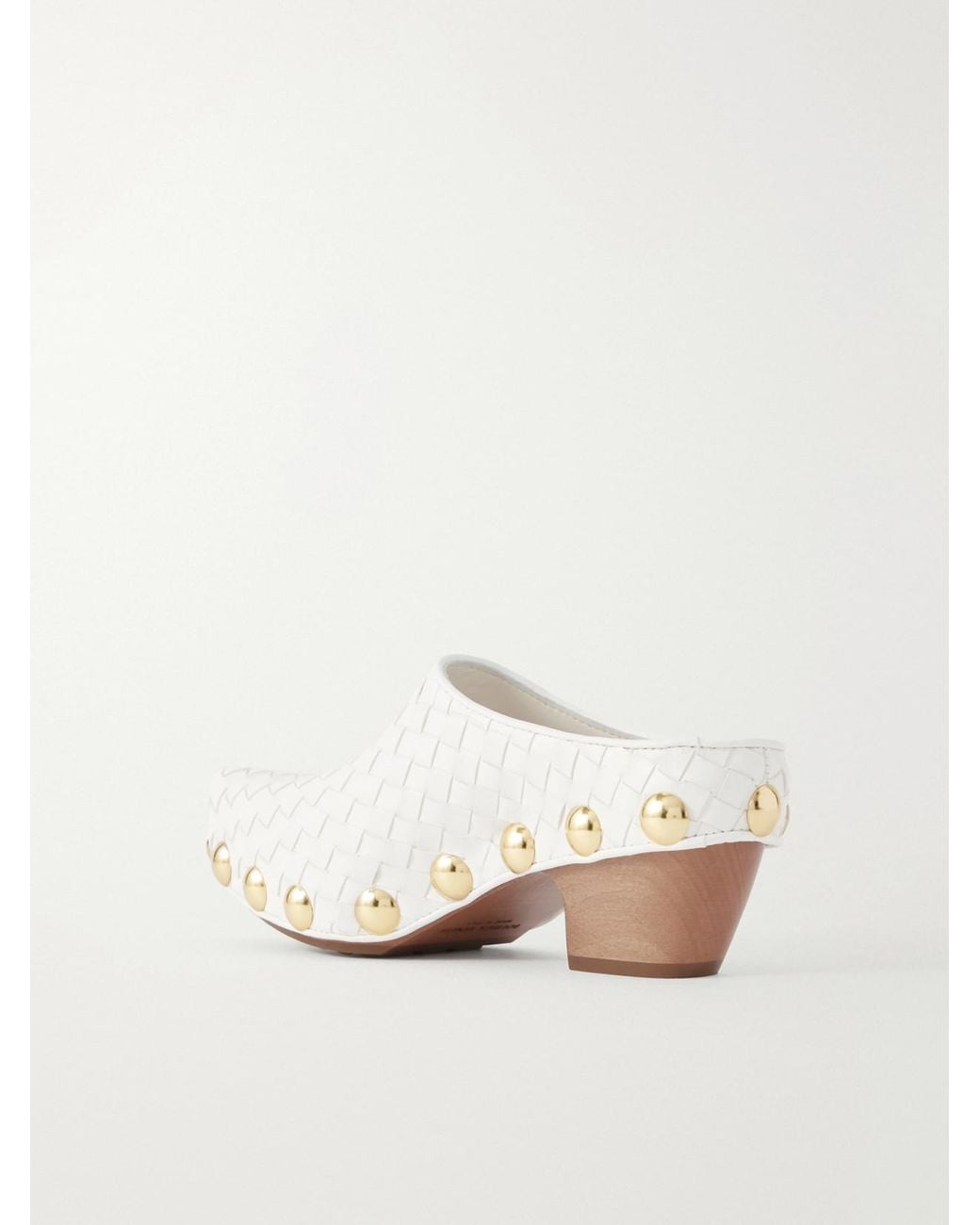 Bottega Veneta Natural Gondola Studded Intrecciato Leather Clogs