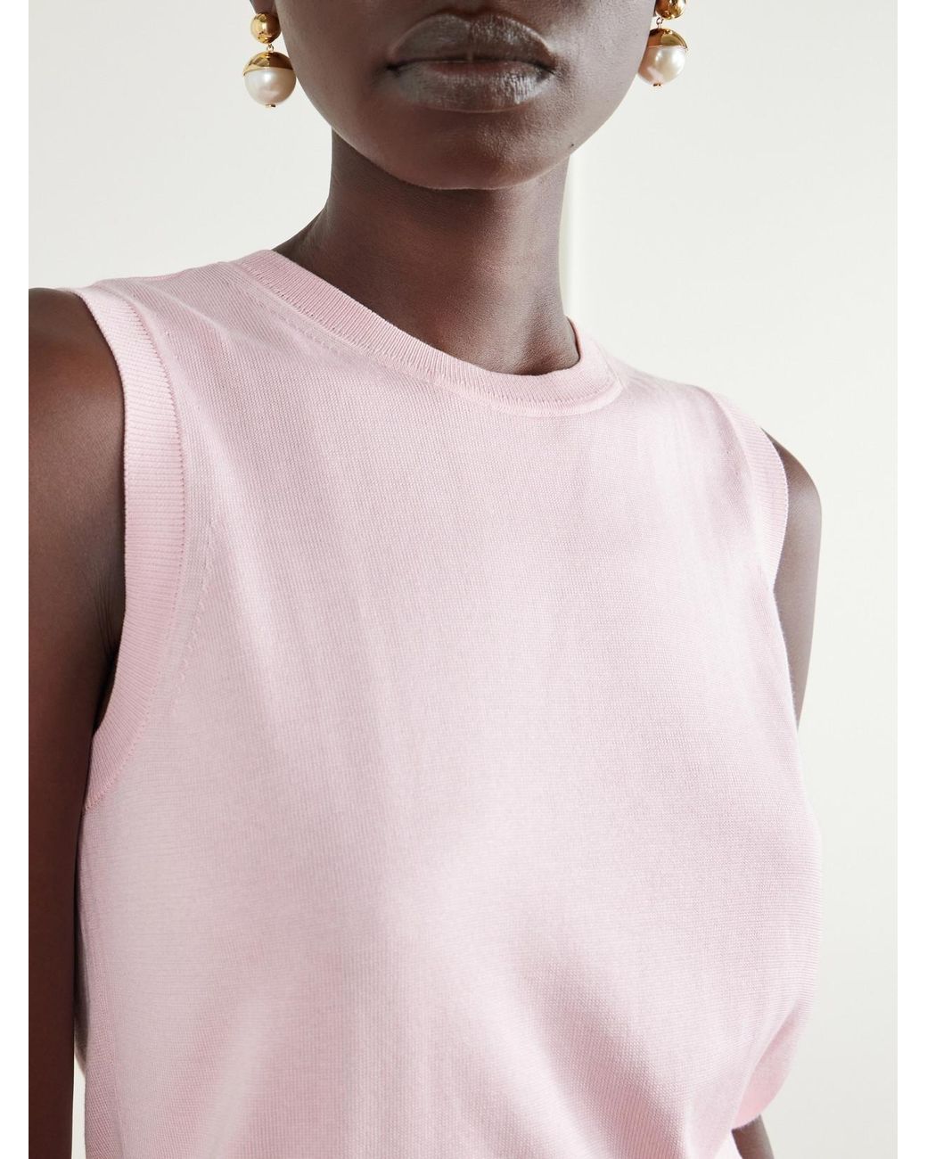 Carolina Herrera Pink Ribbed Silk And Cotton-Blend Vest
