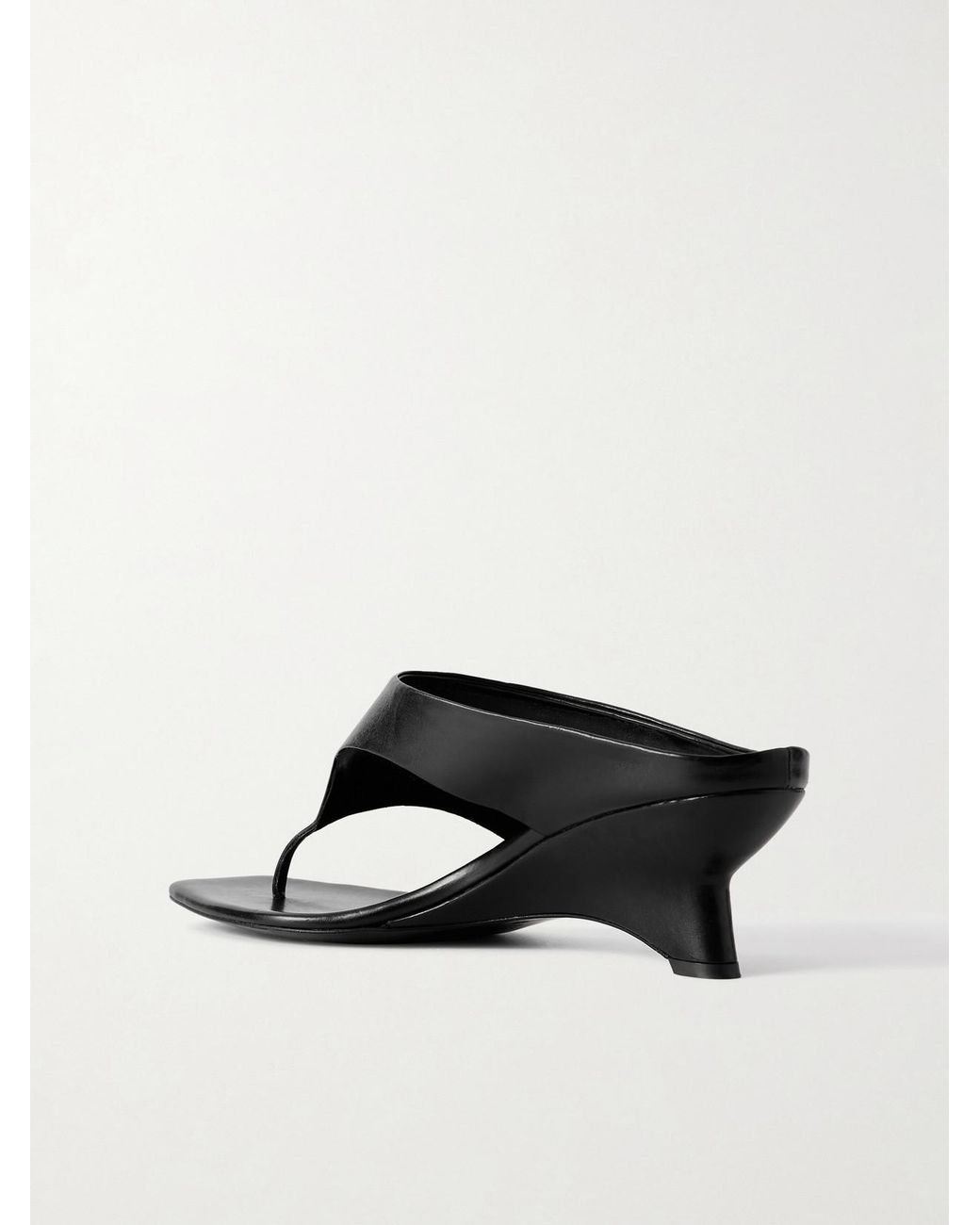 Khaite Black Marlowe Leather Wedge Mules