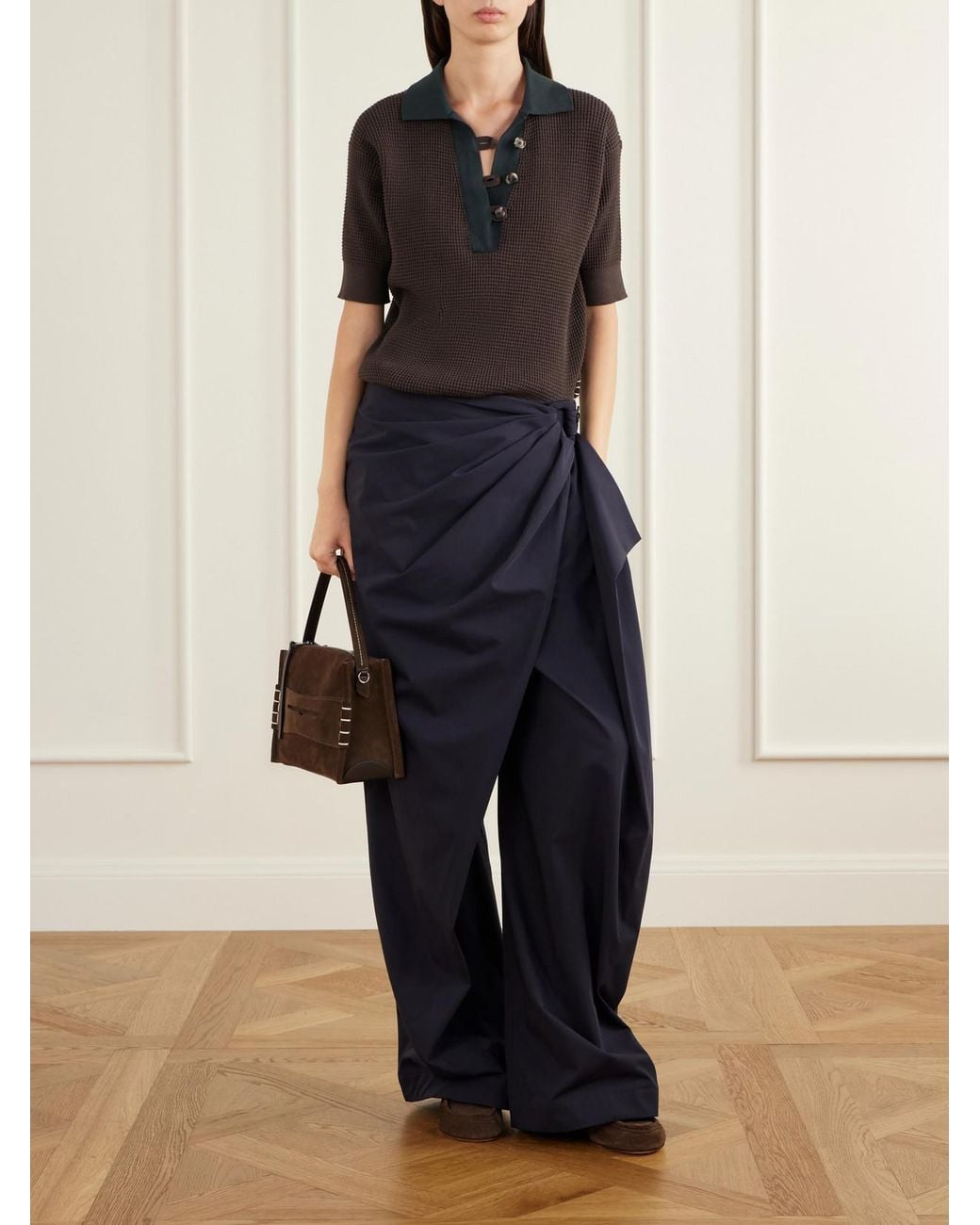 J.W. Anderson Blue Cotton-Drill Wide-Leg Wrap Pants