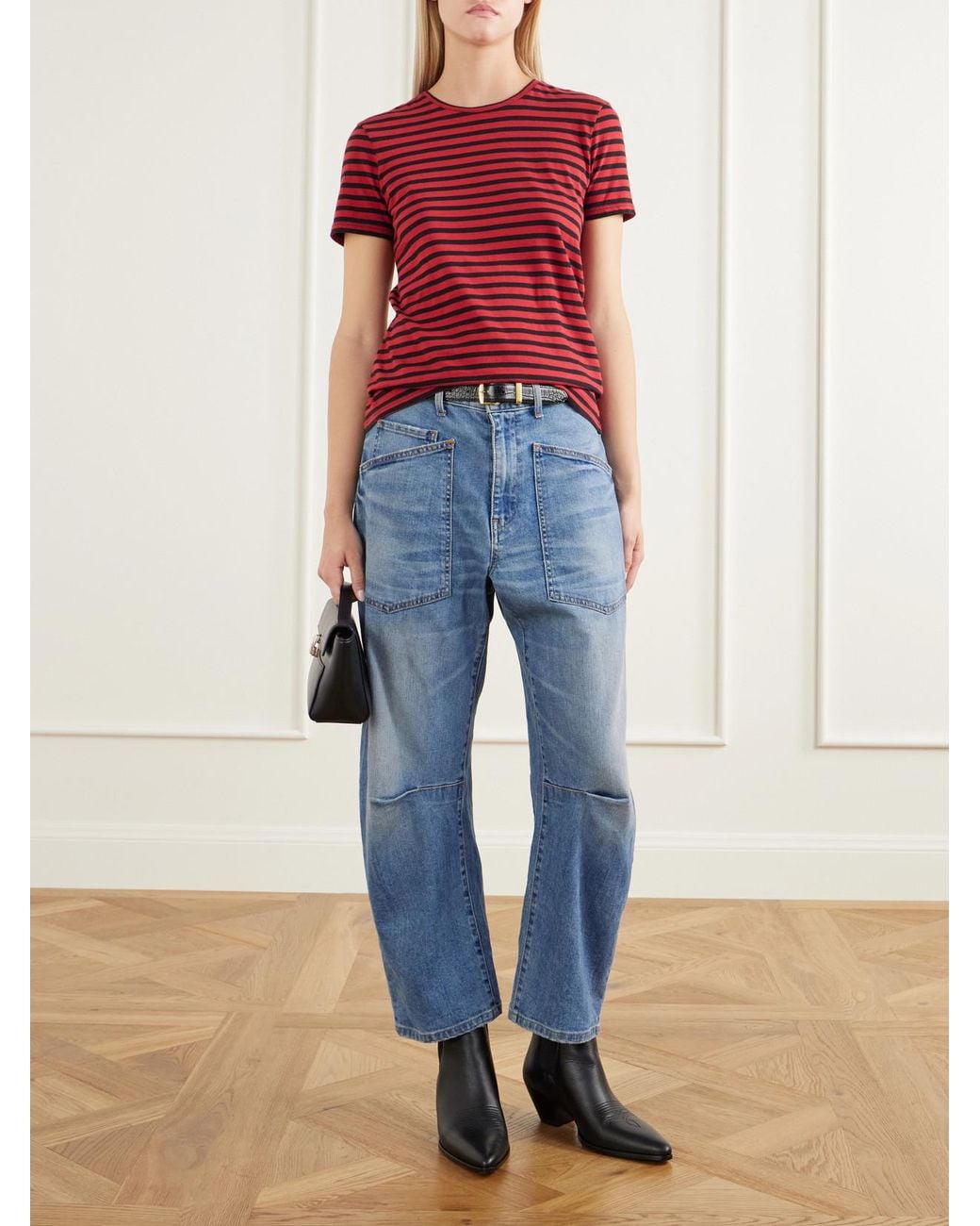Nili Lotan Blue Shon High-Rise Barrel-Leg Jeans