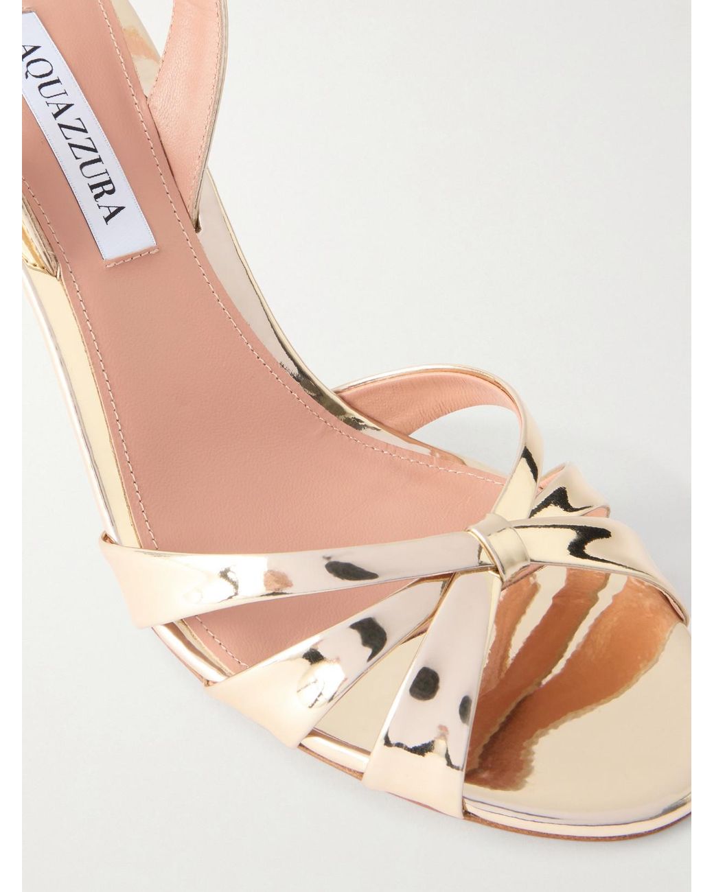 Aquazzura Natural Tati 85 Metallic Leather Sandals
