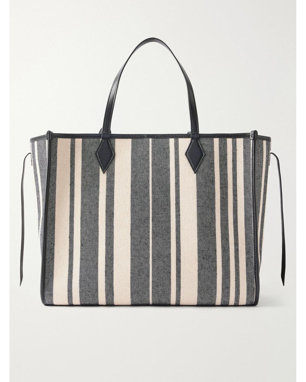 Metier Black Chameleon 41 Striped Leather-Trimmed Canvas Tote