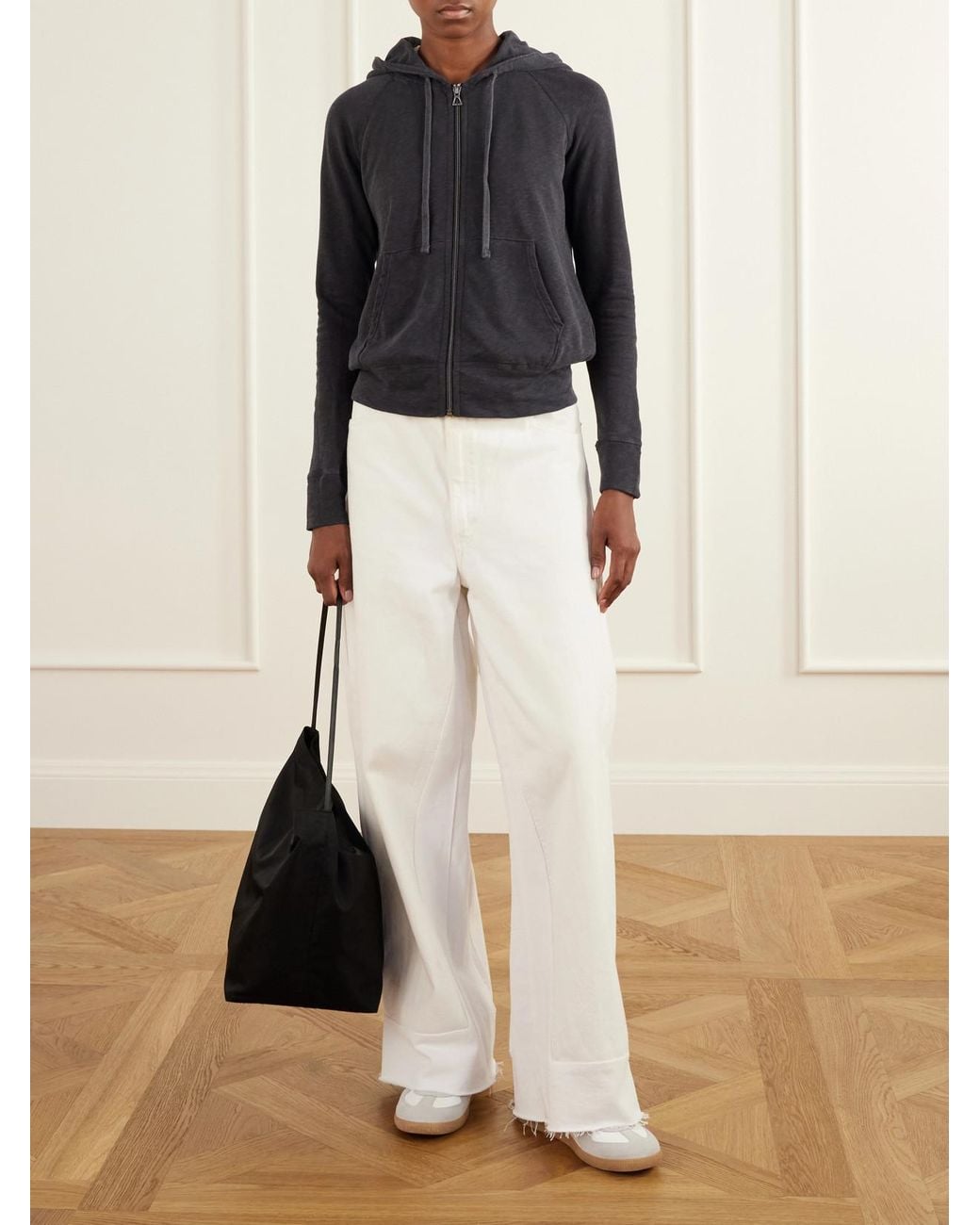 James Perse Black French Cotton-Terry Hoodie