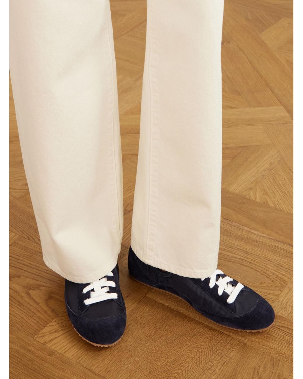 Jamie Haller Blue Sacchetto Leather And Suede-Trimmed Shell Sneakers