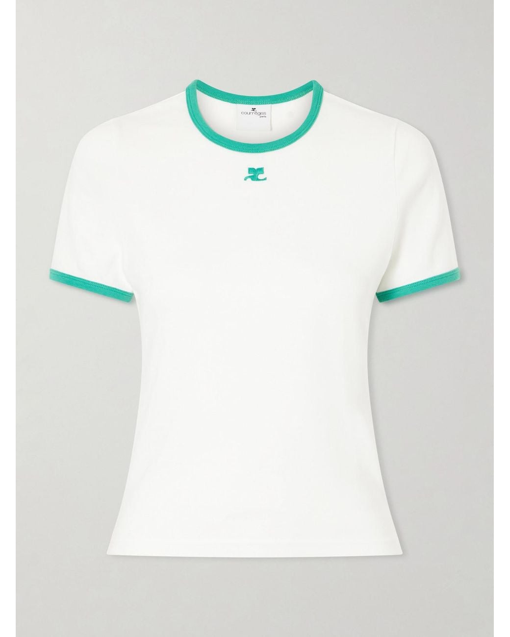 Courreges White Logo-Embroidered Cotton-Jersey T-Shirt