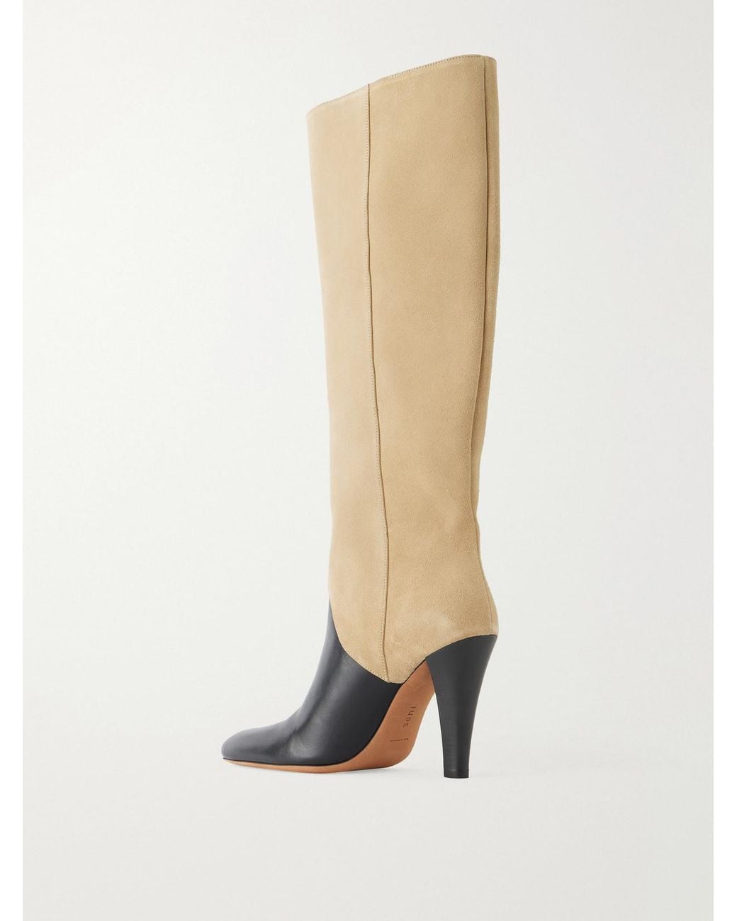 Jude White Edita 100 Two-Tone Leather And Suede Knee Boots