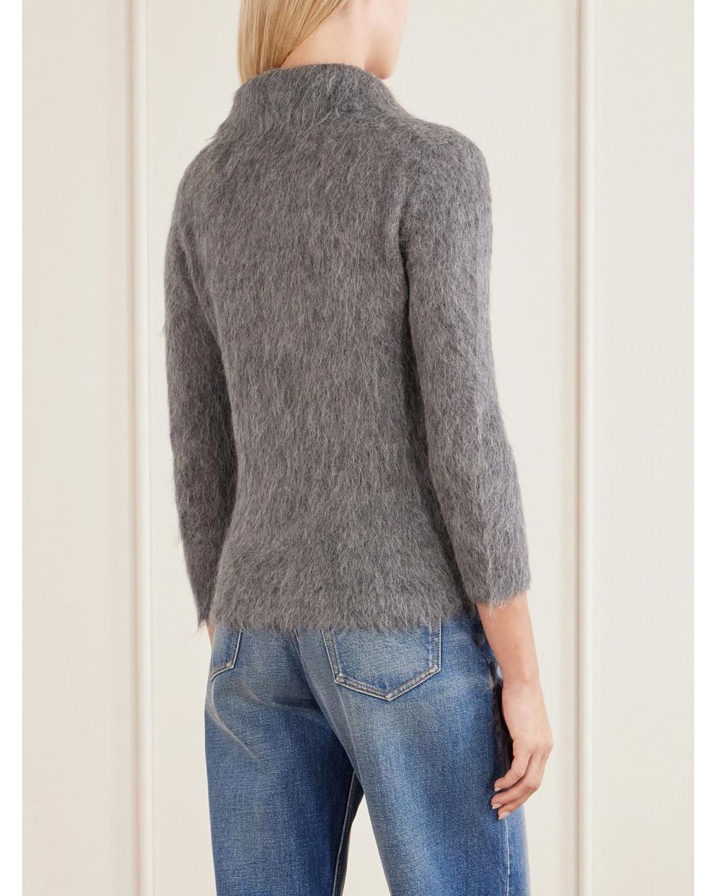 Chloé Gray Alpaca-Blend Polo Sweater