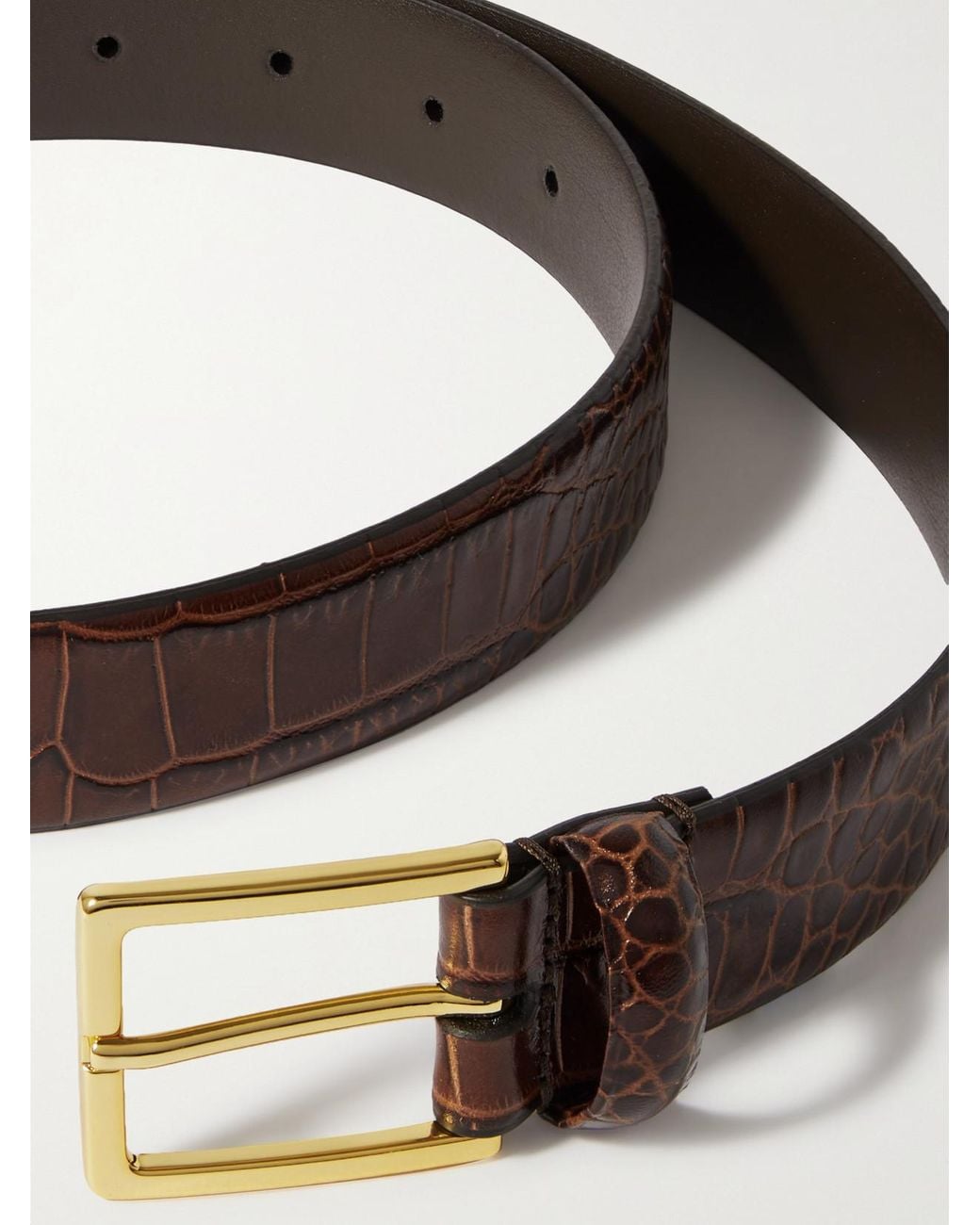 Andersons Brown Croc-Effect Leather Belt