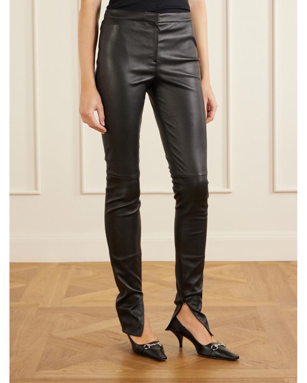 Gucci Black Leather Skinny Pants