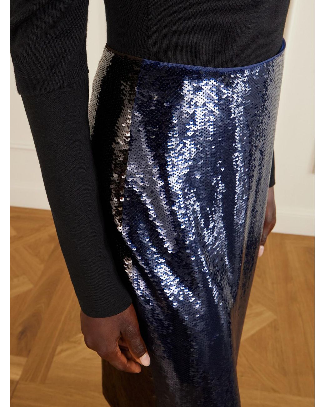 Tom Ford Blue Sequined Tulle Midi Skirt