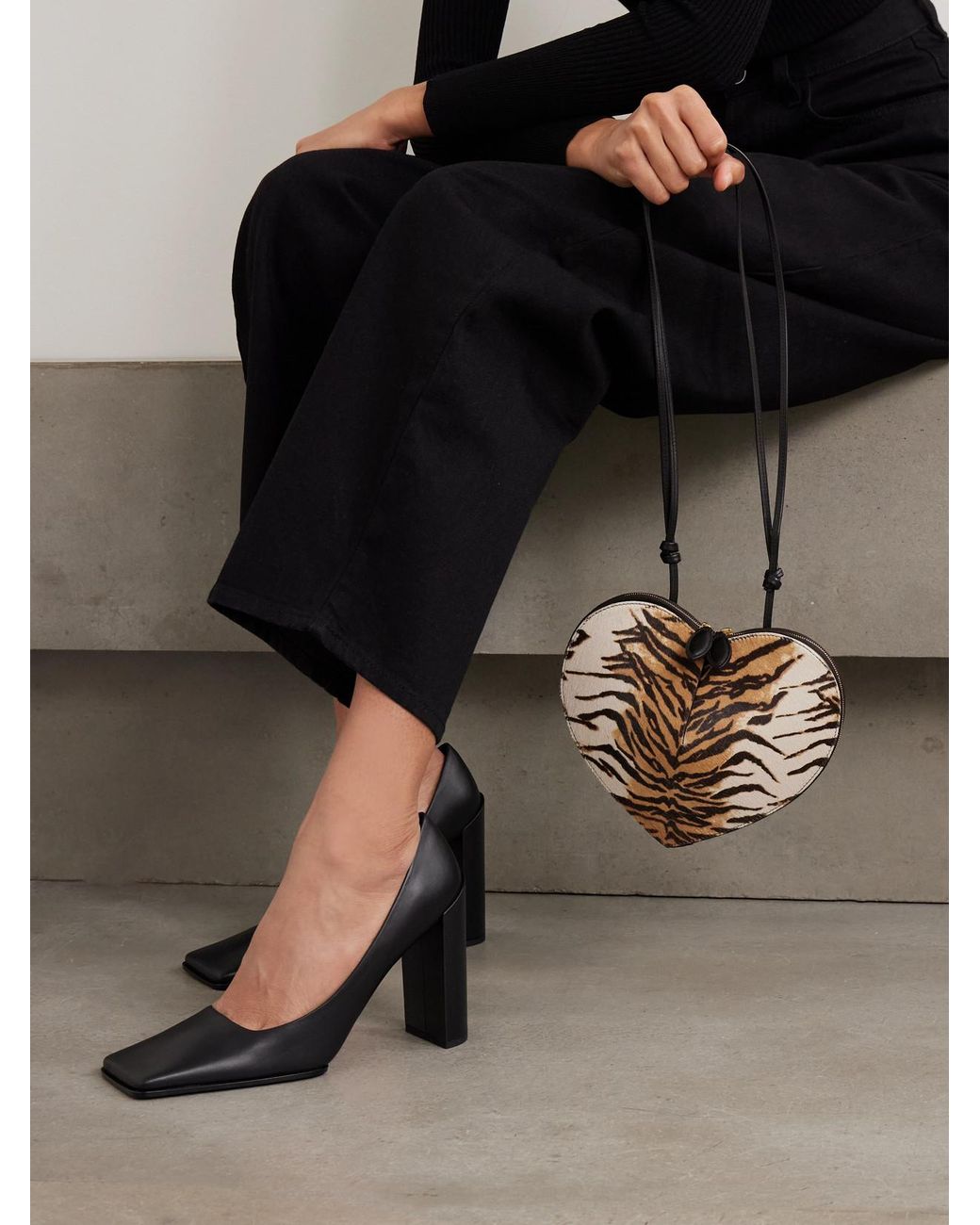 Alaïa White Le Coeur Animal-Print Leather-Trimmed Calf Hair Shoulder Bag