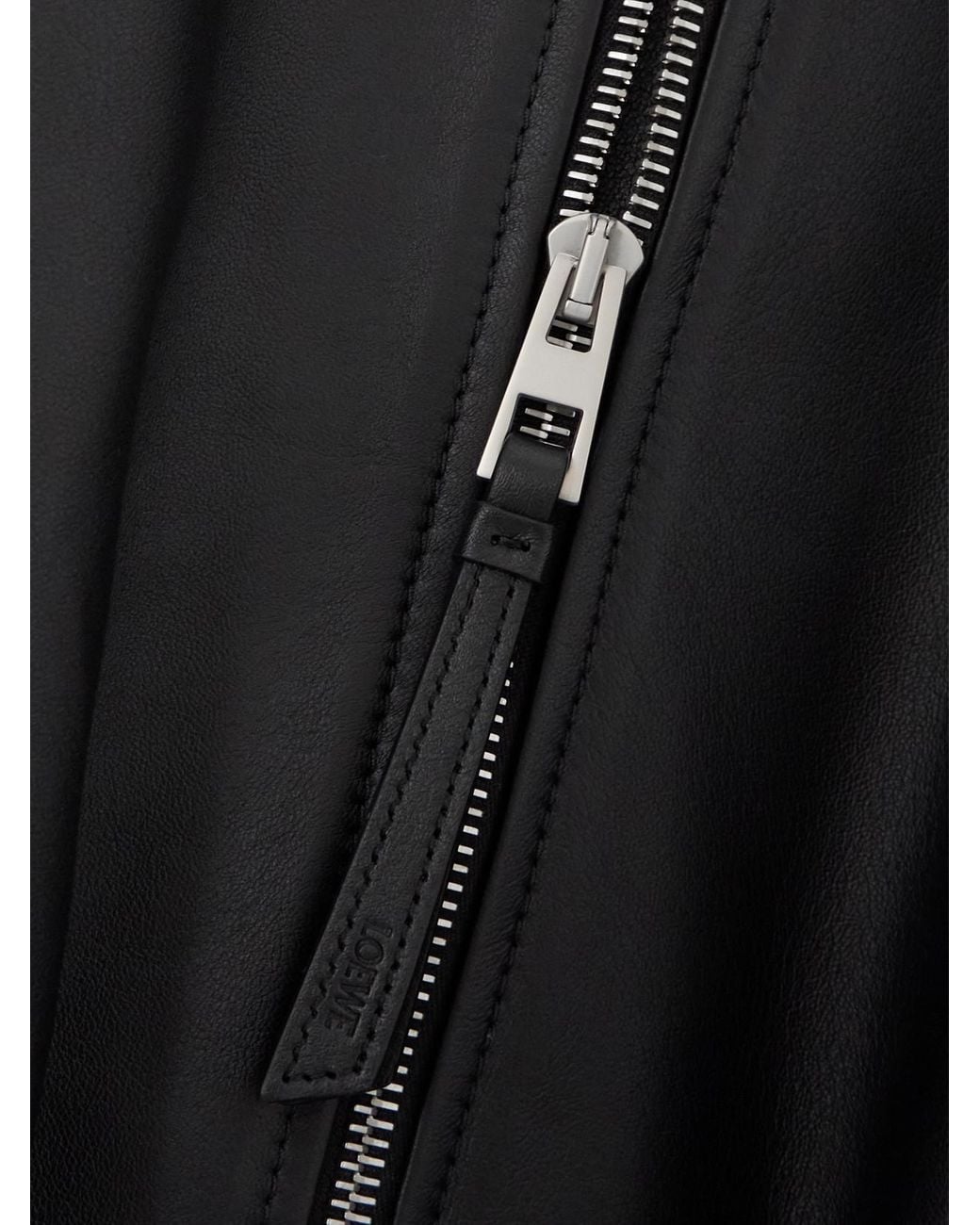 Loewe Black Gathered Leather Jacket