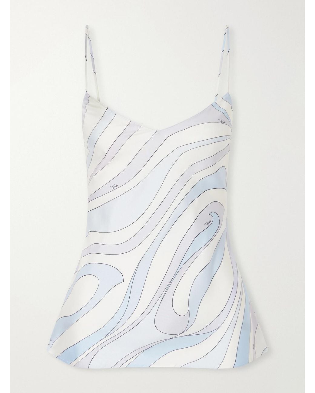Emilio Pucci White Printed Silk-Twill Cami