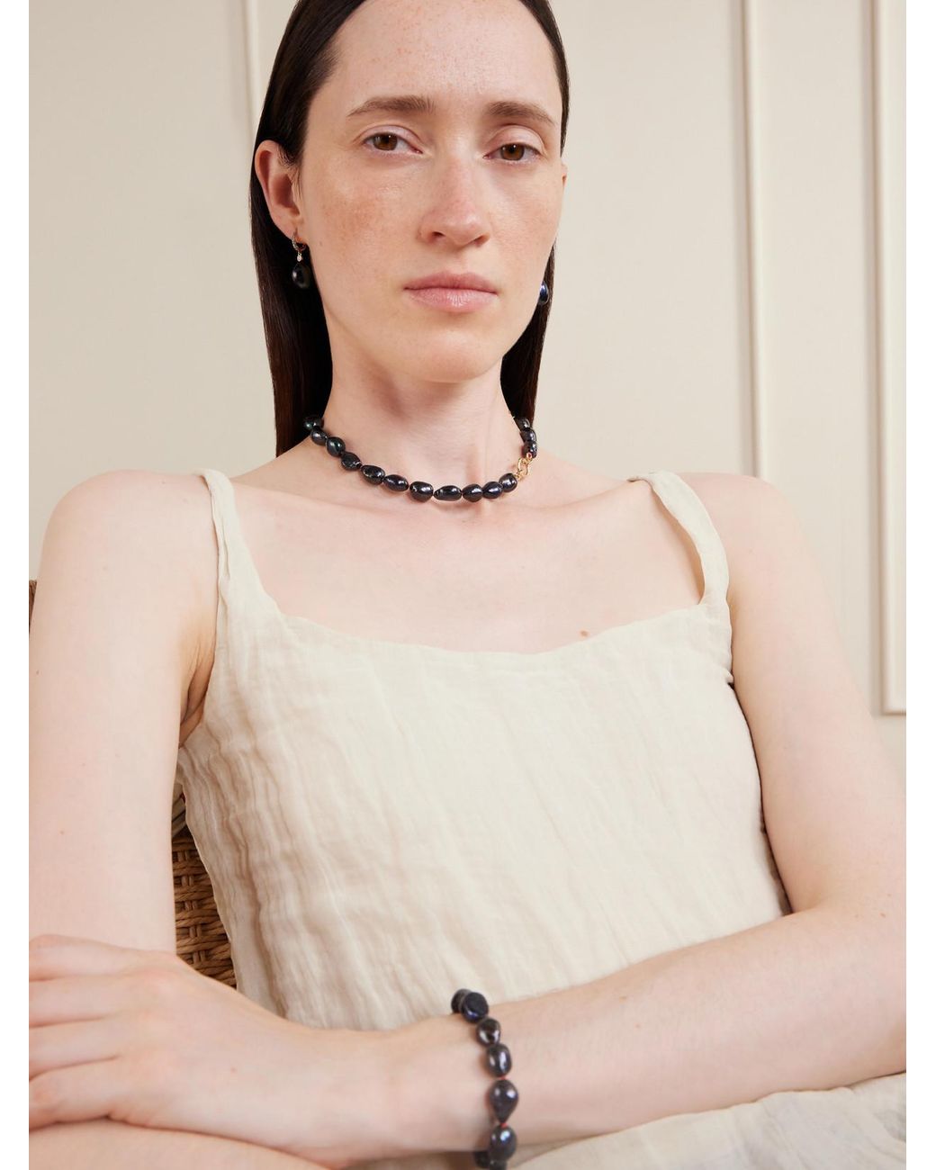 Lucy Delius Natural 14-Karat Pearl Beaded Necklace