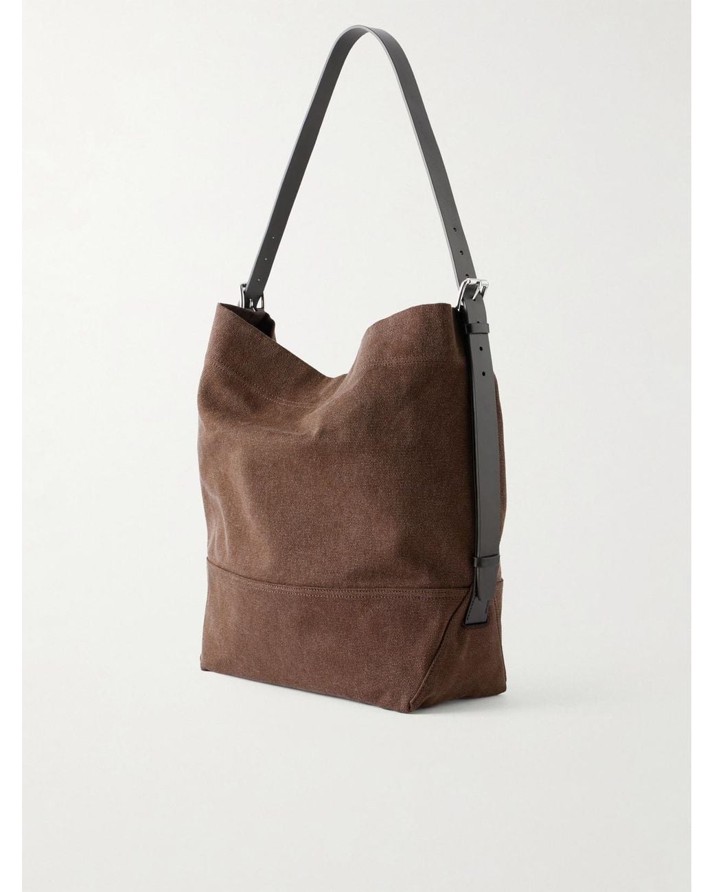 Lemaire Brown Belted Leather-Trimmed Canvas Tote