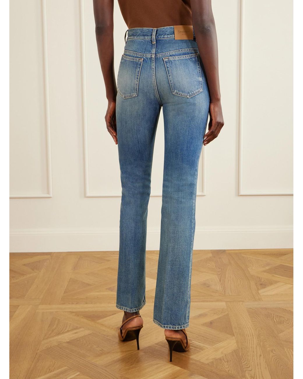 Saint Laurent Blue New Clyde High-Waisted Straight-Leg Jeans