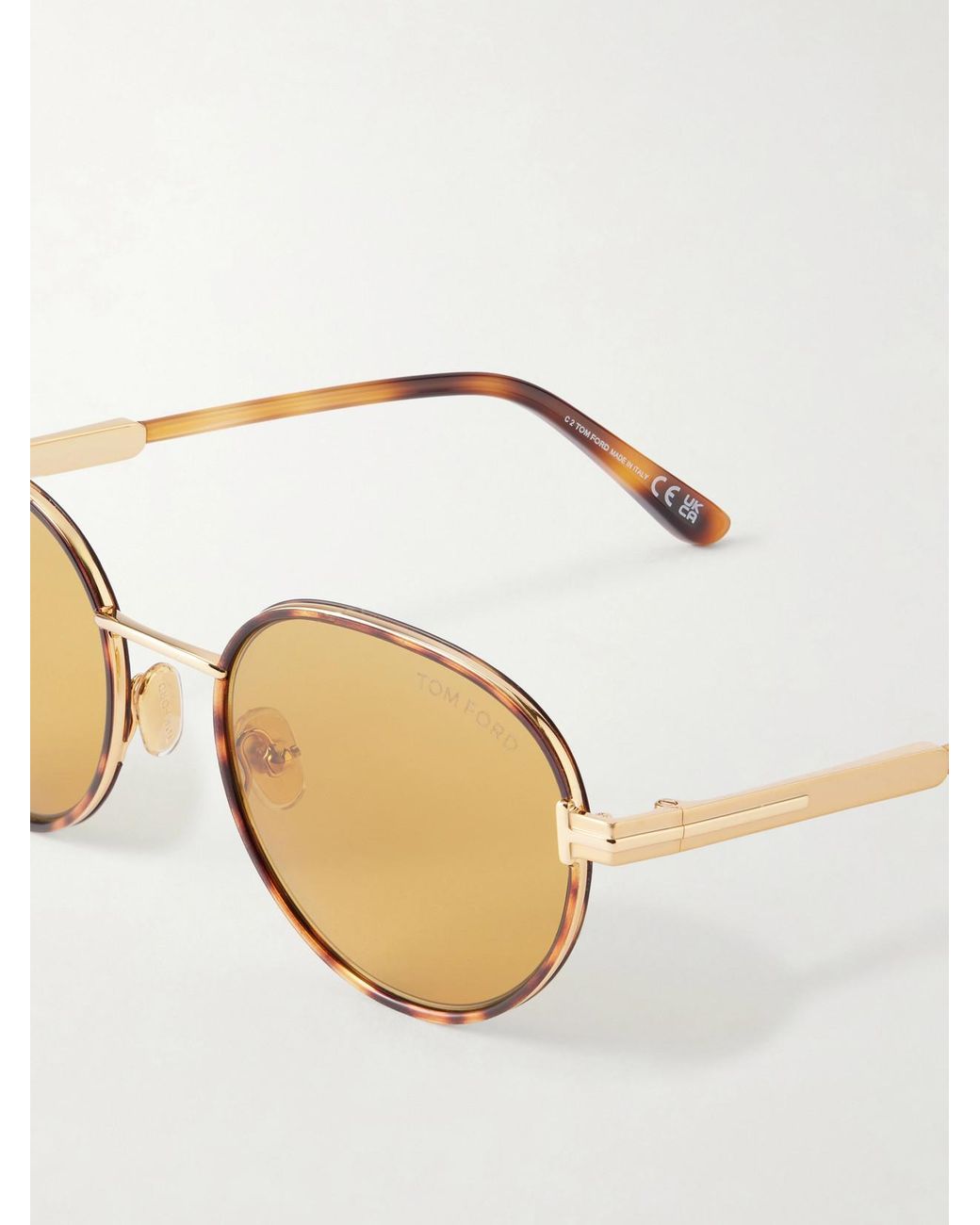 Tom Ford Metallic Jet-02 Round-Frame-Tone And Acetate Sunglasses