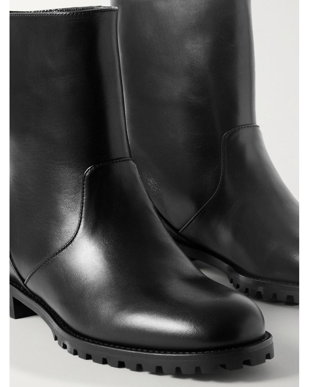 Manolo Blahnik Black Motosa Leather Ankle Boots