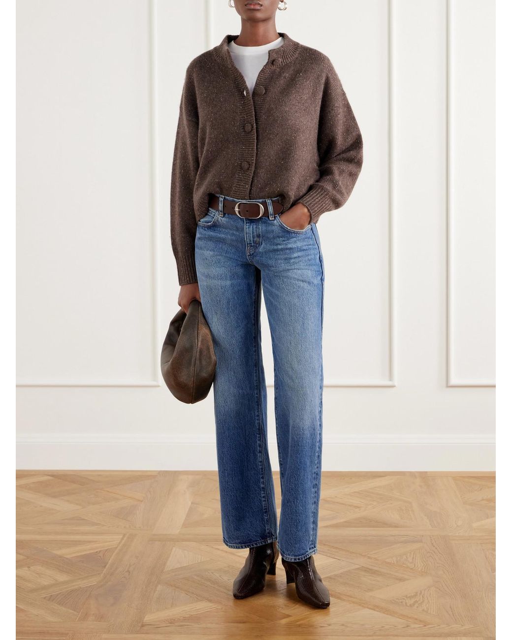 FRAME Brown The Fleck Wool And Cashmere-Blend Cardigan