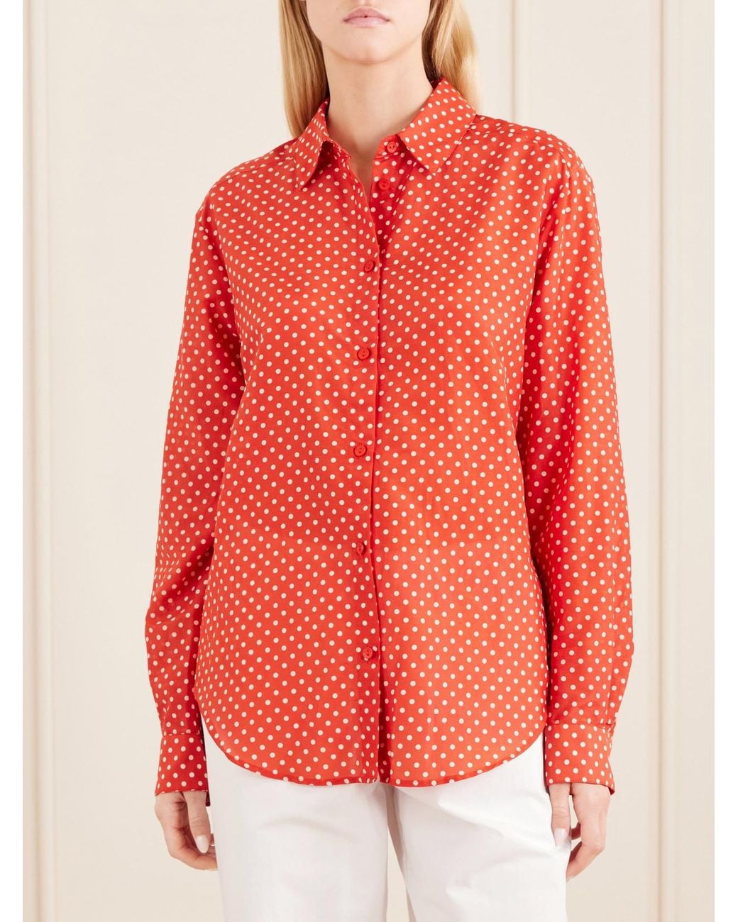 Matteau Pink Polka Dots Organic Cotton Blend Shirt
