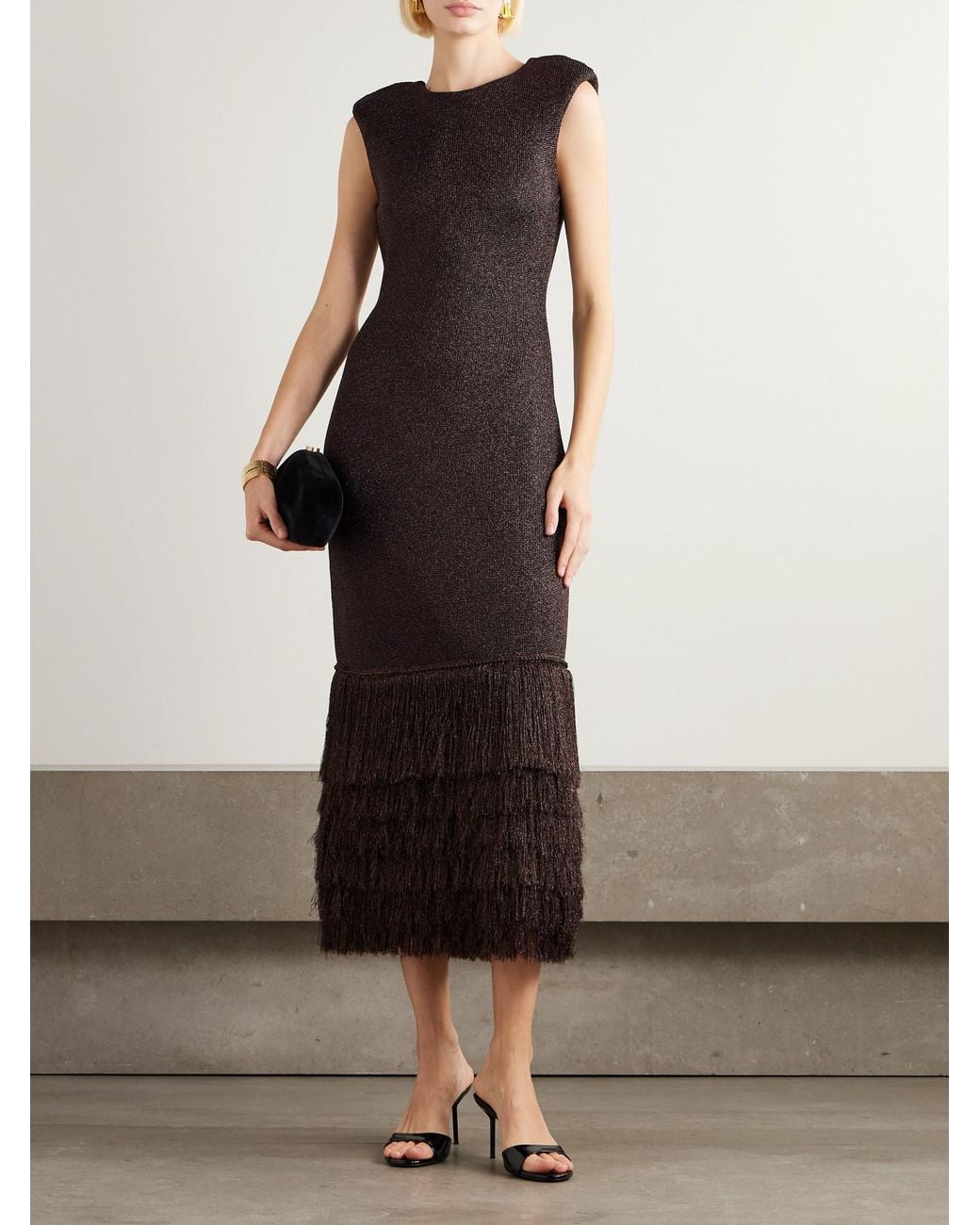 knee length dresses for ladies Celeste Twist Knit Midi Dress | Black main image 0