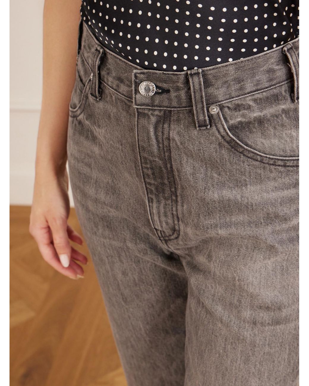 Nili Lotan Gray Joan High-Rise Straight-Leg Jeans