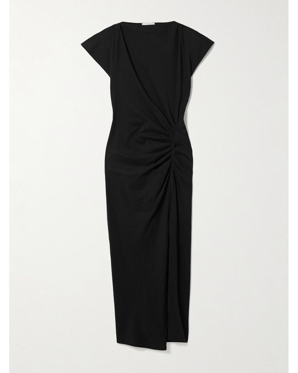 Isabel Marant Black Nadela Gathered Cotton-Jersey Midi Dress