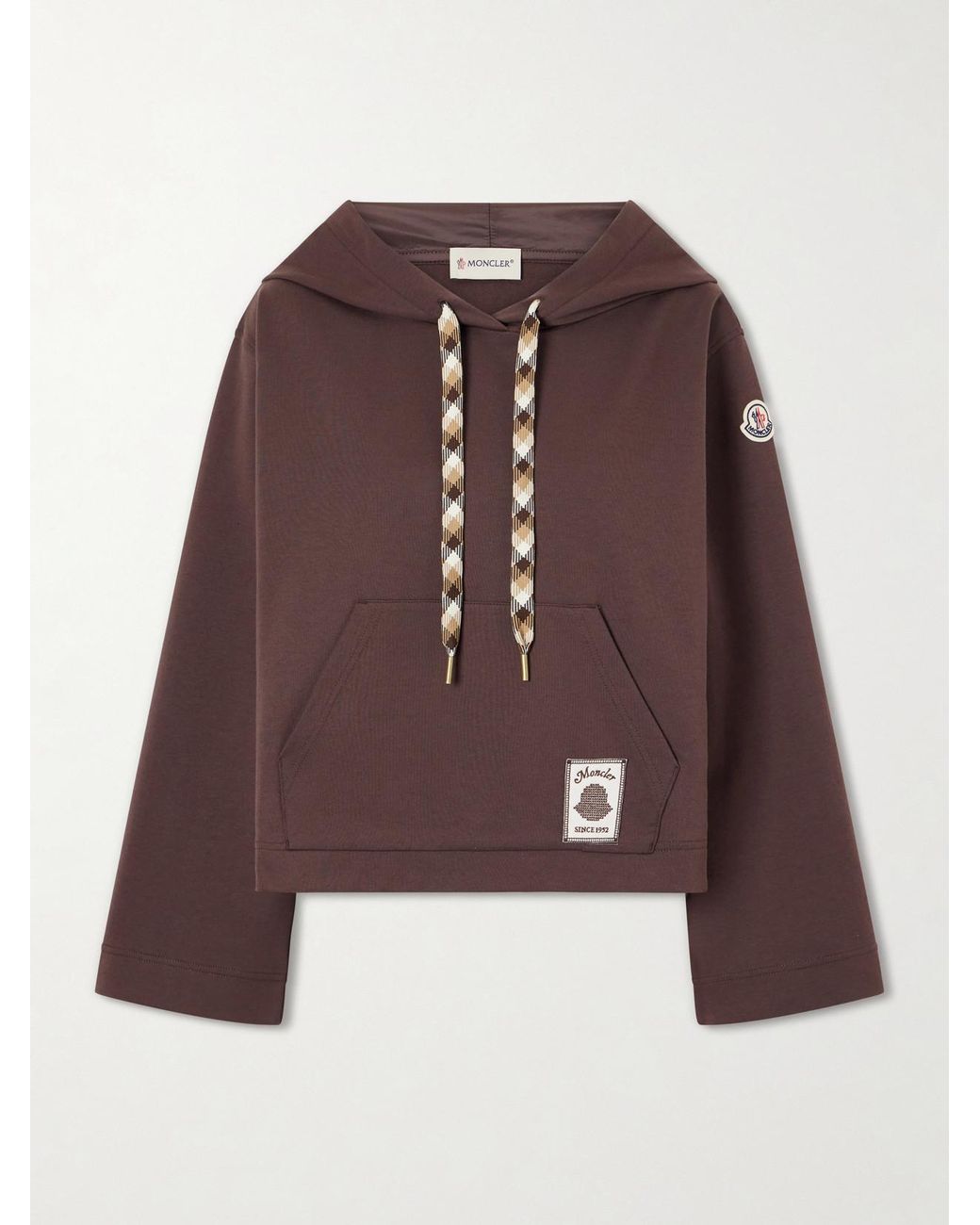 Moncler Brown Logo-Appliquéd Cotton-Blend Hoodie