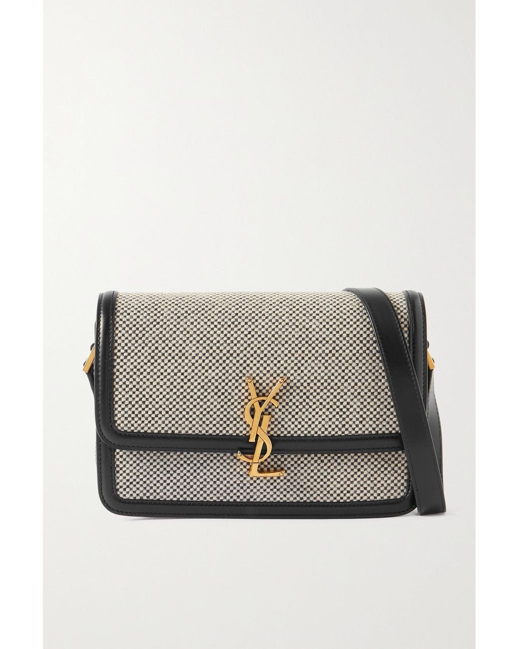 Saint Laurent Solferino Medium Leathertrimmed Tweed Shoulder Bag in