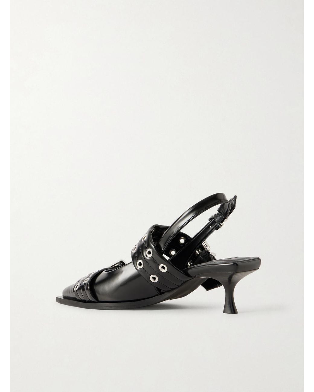 Ganni Black Feminine Buckle Vegan Slingback Pumps