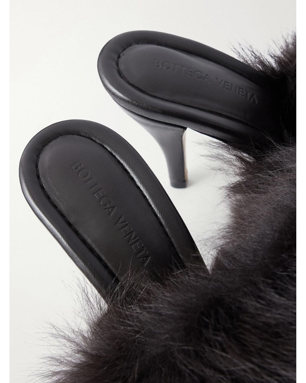 Bottega Veneta Black Cherry Merino Shearling Mules