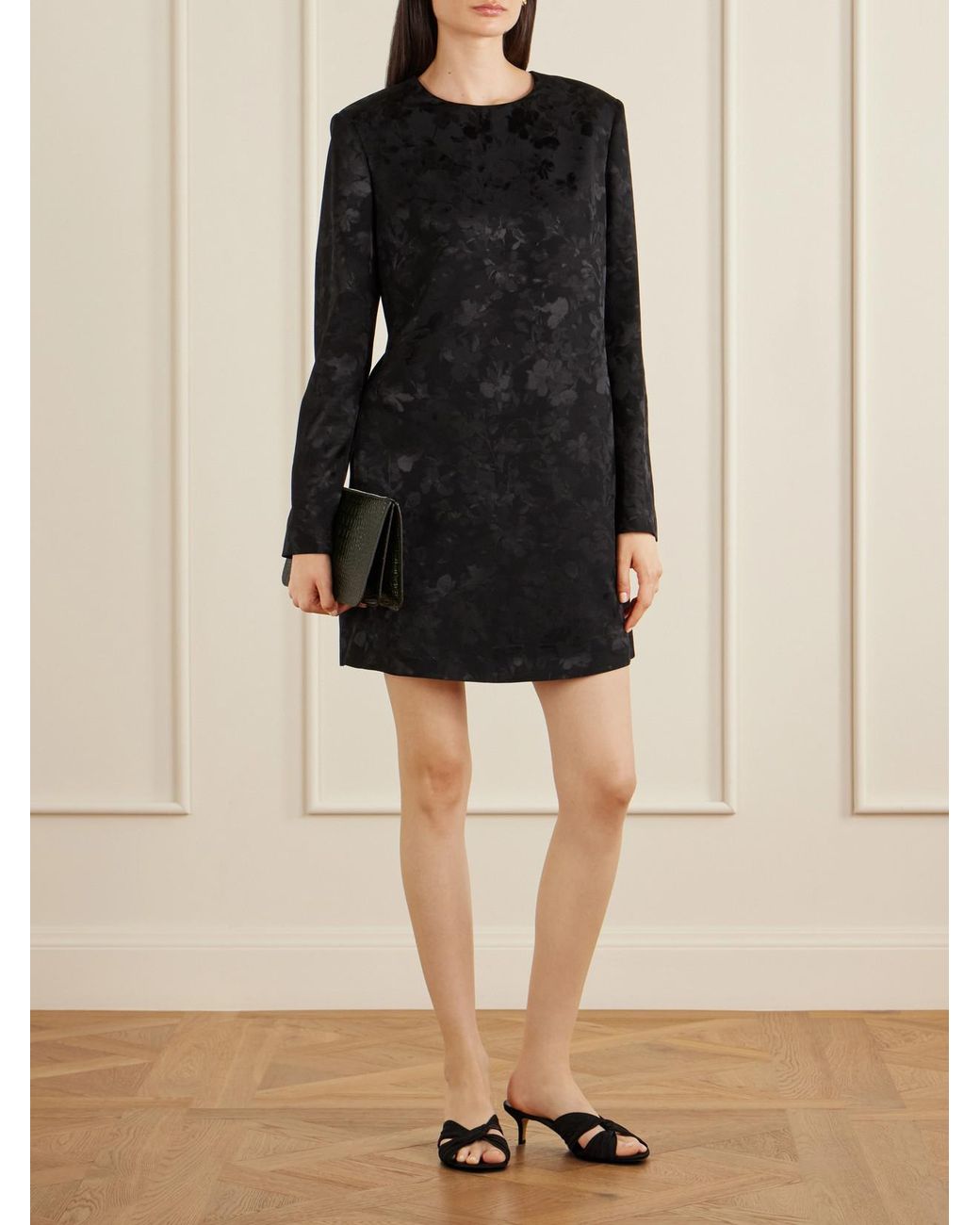 Veronica de Piante Black Carlota Floral-Jacquard Dress